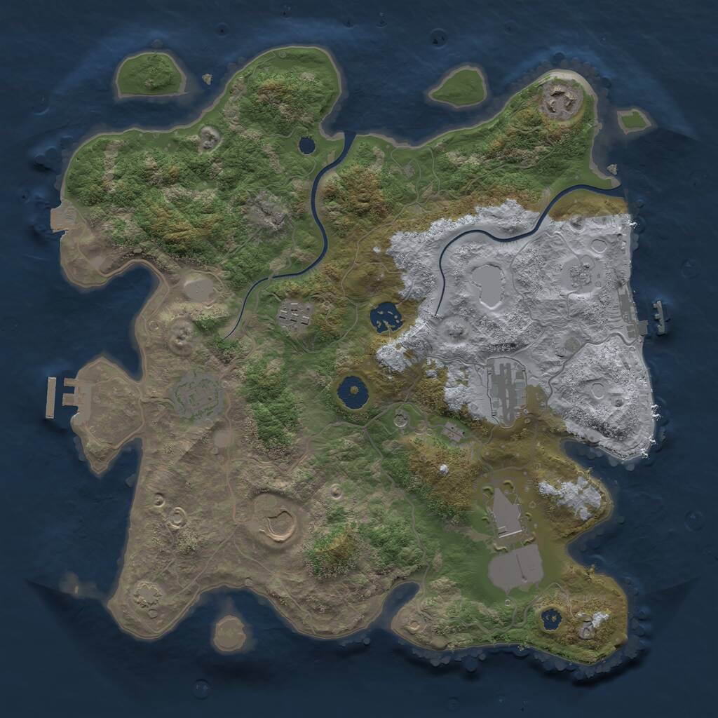 Rust Map: Procedural Map, Size: 3500, Seed: 565, 13 Monuments