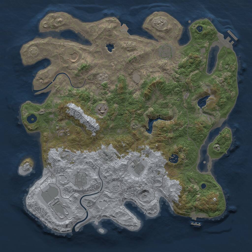 Rust Map: Procedural Map, Size: 4000, Seed: 694201, 15 Monuments