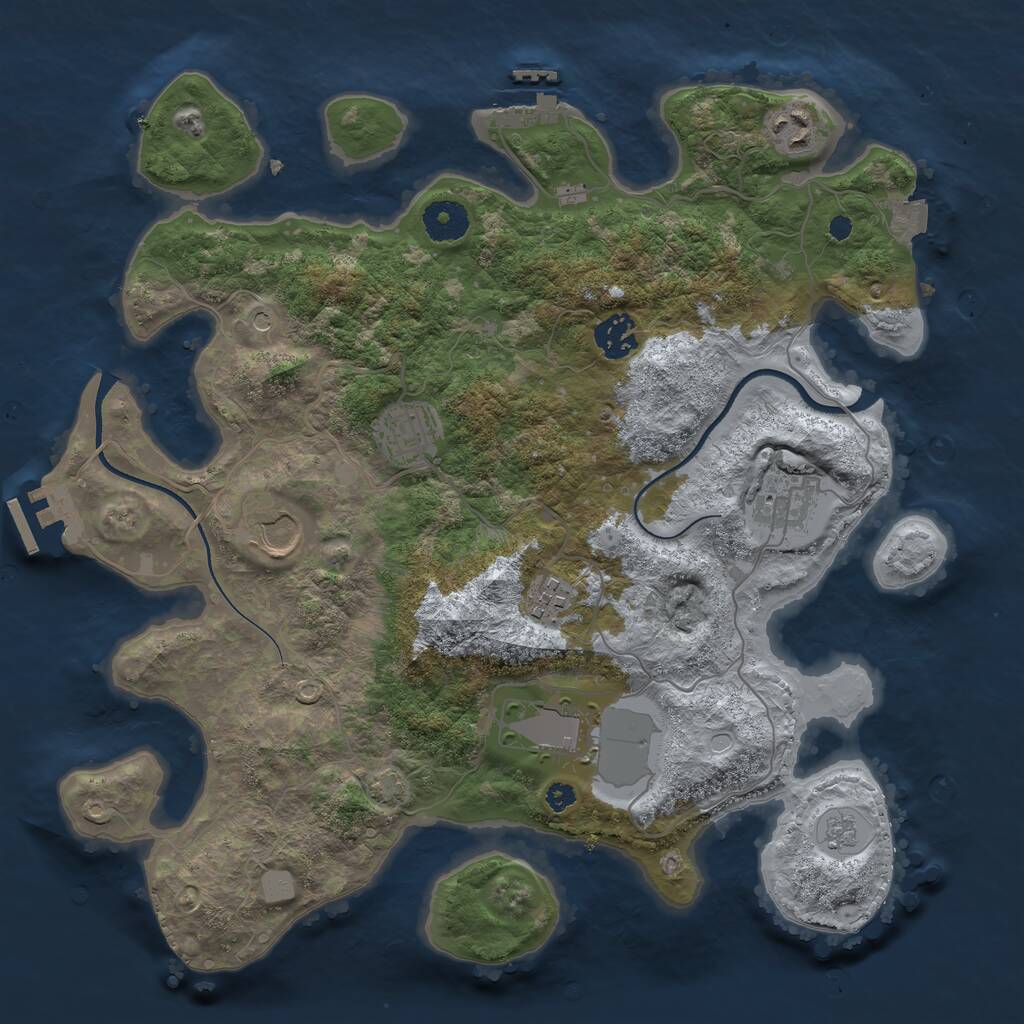 Rust Map: Procedural Map, Size: 3550, Seed: 928111, 13 Monuments