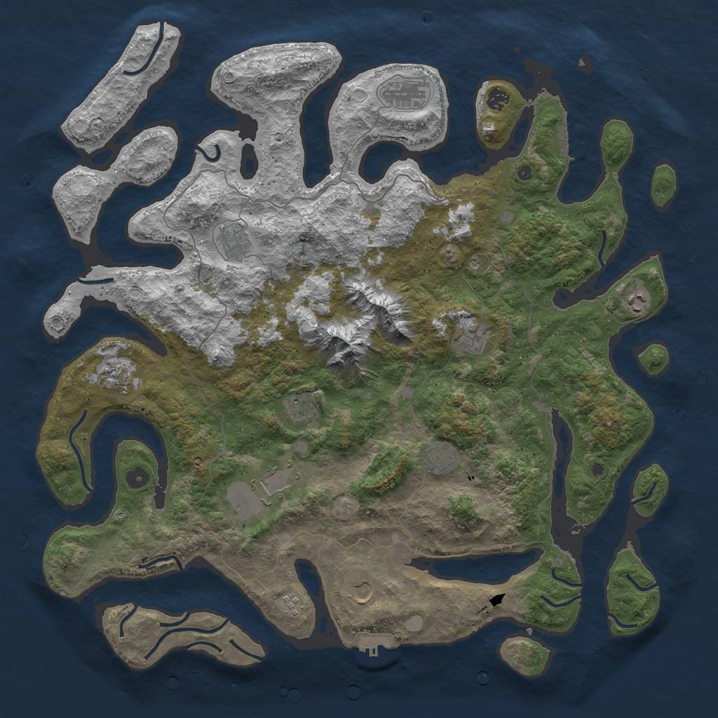 Rust Map: Procedural Map, Size: 5000, Seed: 151316158, 19 Monuments