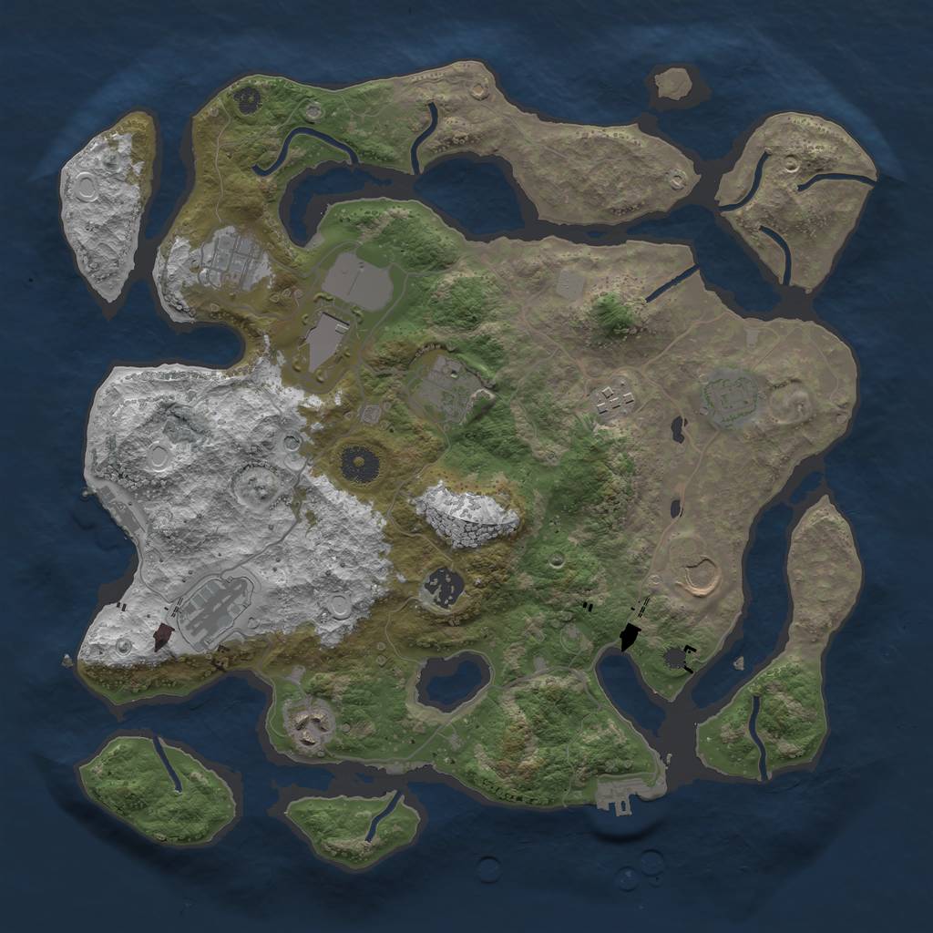 Rust Map: Procedural Map, Size: 3700, Seed: 3059215, 17 Monuments
