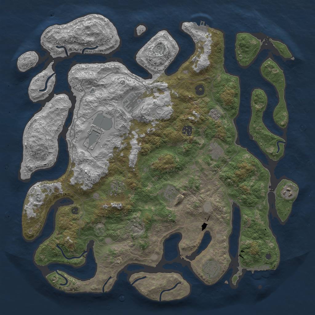 Rust Map: Procedural Map, Size: 4500, Seed: 3711973, 17 Monuments