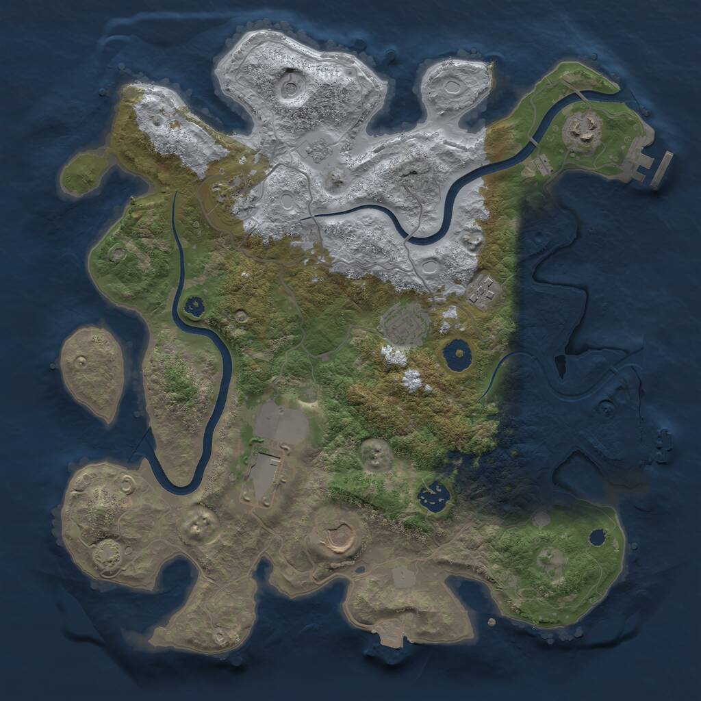 Rust Map: Procedural Map, Size: 3550, Seed: 288367, 13 Monuments