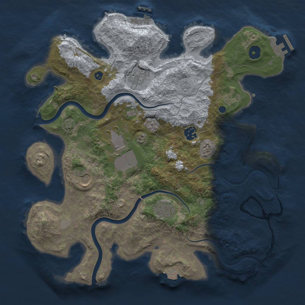Rust Map: Procedural Map, Size: 3550, Seed: 288367, 11 Monuments