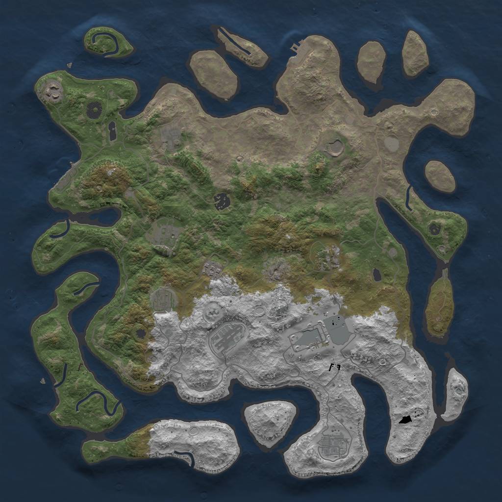 Rust Map: Procedural Map, Size: 4500, Seed: 5641205, 19 Monuments