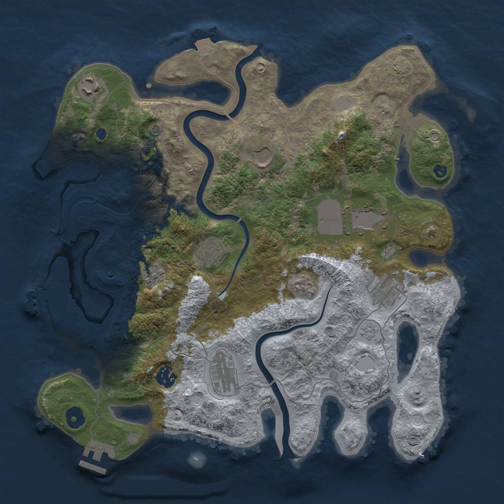 Rust Map: Procedural Map, Size: 3700, Seed: 3746546, 14 Monuments