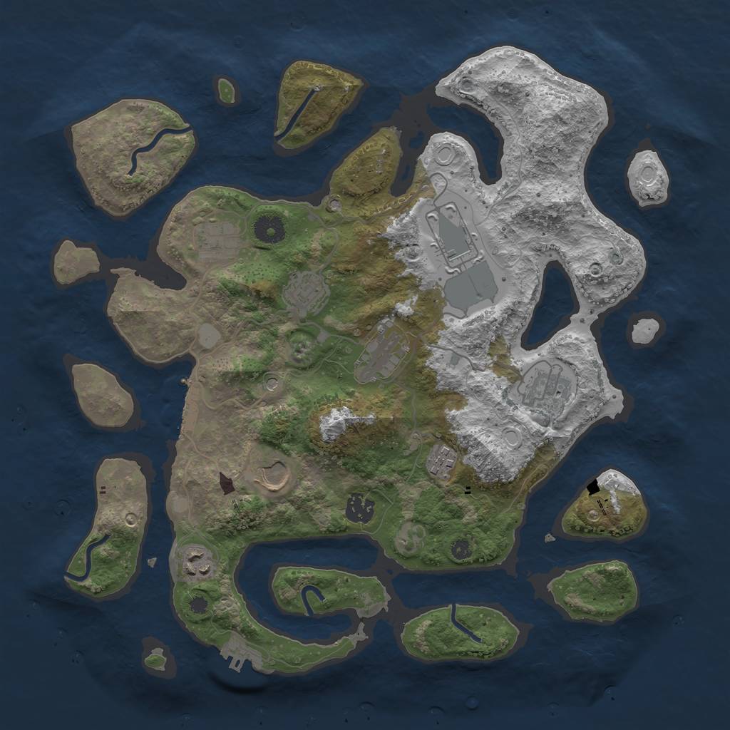 Rust Map: Procedural Map, Size: 3700, Seed: 2526128, 17 Monuments