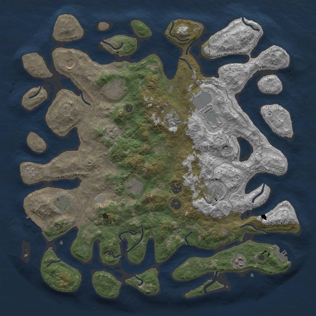 Rust Map: Procedural Map, Size: 4500, Seed: 4910213, 18 Monuments