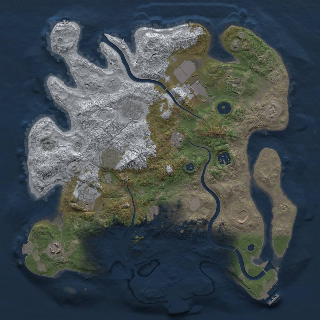 Rust Map: Procedural Map, Size: 3700, Seed: 750, 16 Monuments