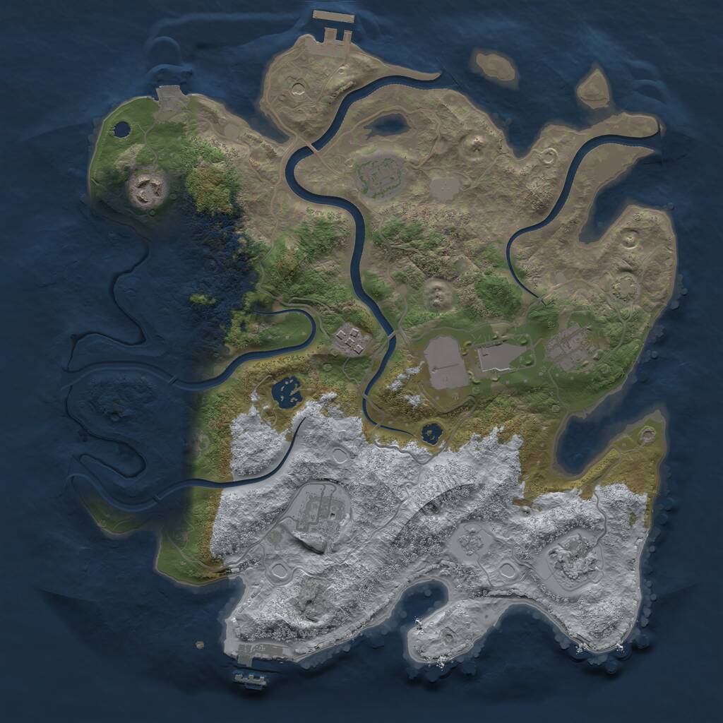 Rust Map: Procedural Map, Size: 3550, Seed: 369005, 14 Monuments