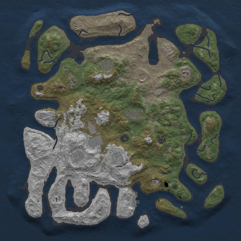 Rust Map: Procedural Map, Size: 4500, Seed: 160809229, 17 Monuments