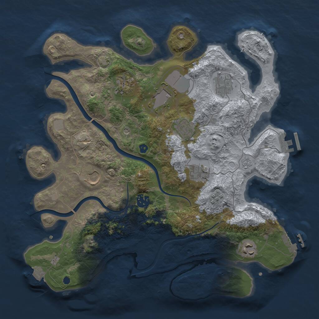 Rust Map: Procedural Map, Size: 3550, Seed: 147190, 15 Monuments