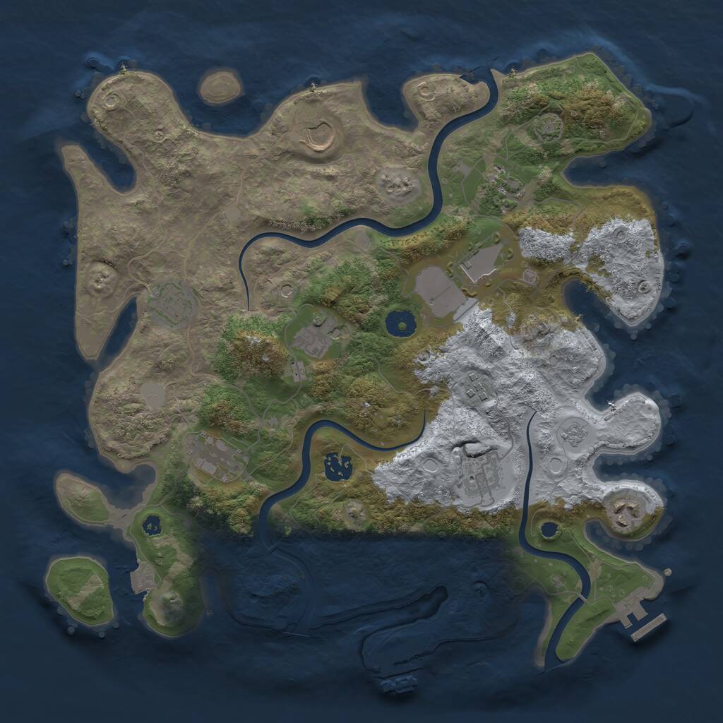 Rust Map: Procedural Map, Size: 3700, Seed: 5206622, 16 Monuments