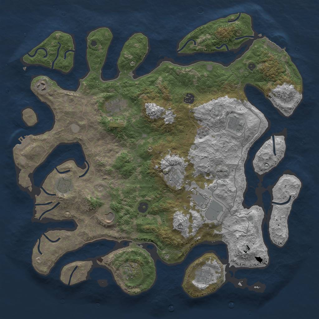 Rust Map: Procedural Map, Size: 4500, Seed: 4477580, 19 Monuments