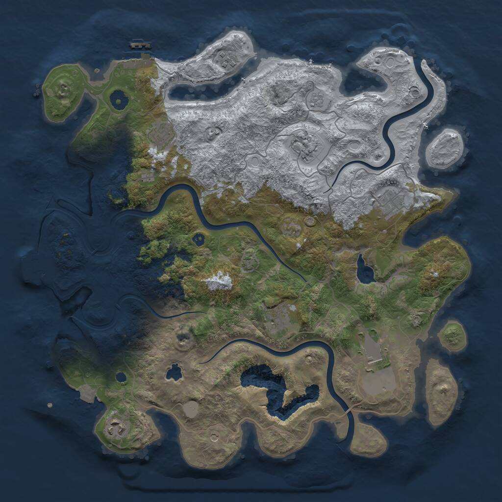 Rust Map: Procedural Map, Size: 4000, Seed: 247307335, 13 Monuments