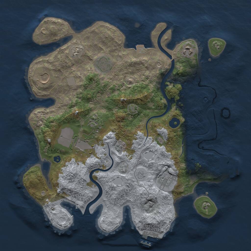 Rust Map: Procedural Map, Size: 3550, Seed: 596359, 13 Monuments