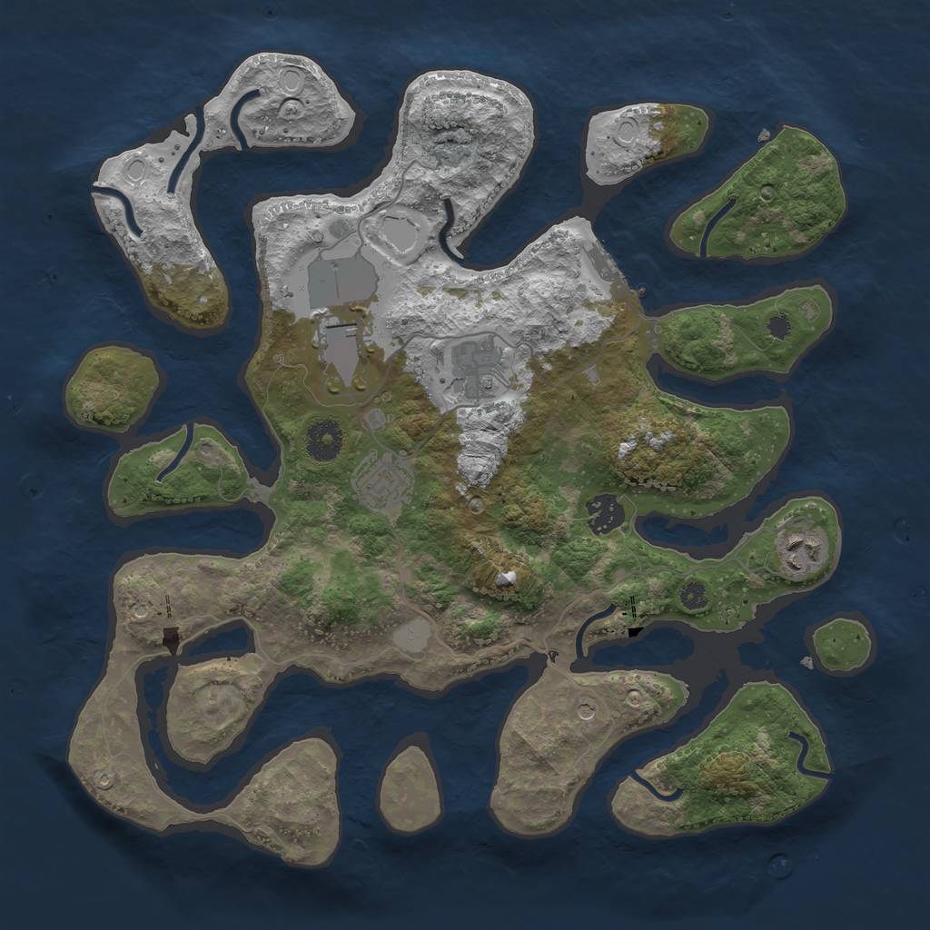 Rust Map: Procedural Map, Size: 3550, Seed: 736718, 12 Monuments