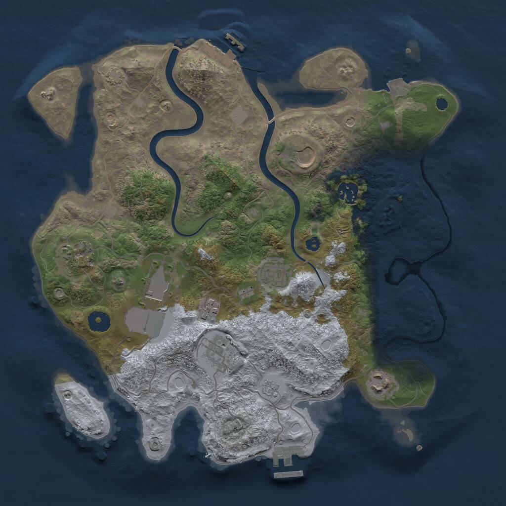 Rust Map: Procedural Map, Size: 3500, Seed: 802084915, 14 Monuments