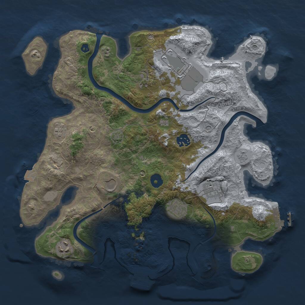 Rust Map: Procedural Map, Size: 3500, Seed: 2114252209, 14 Monuments