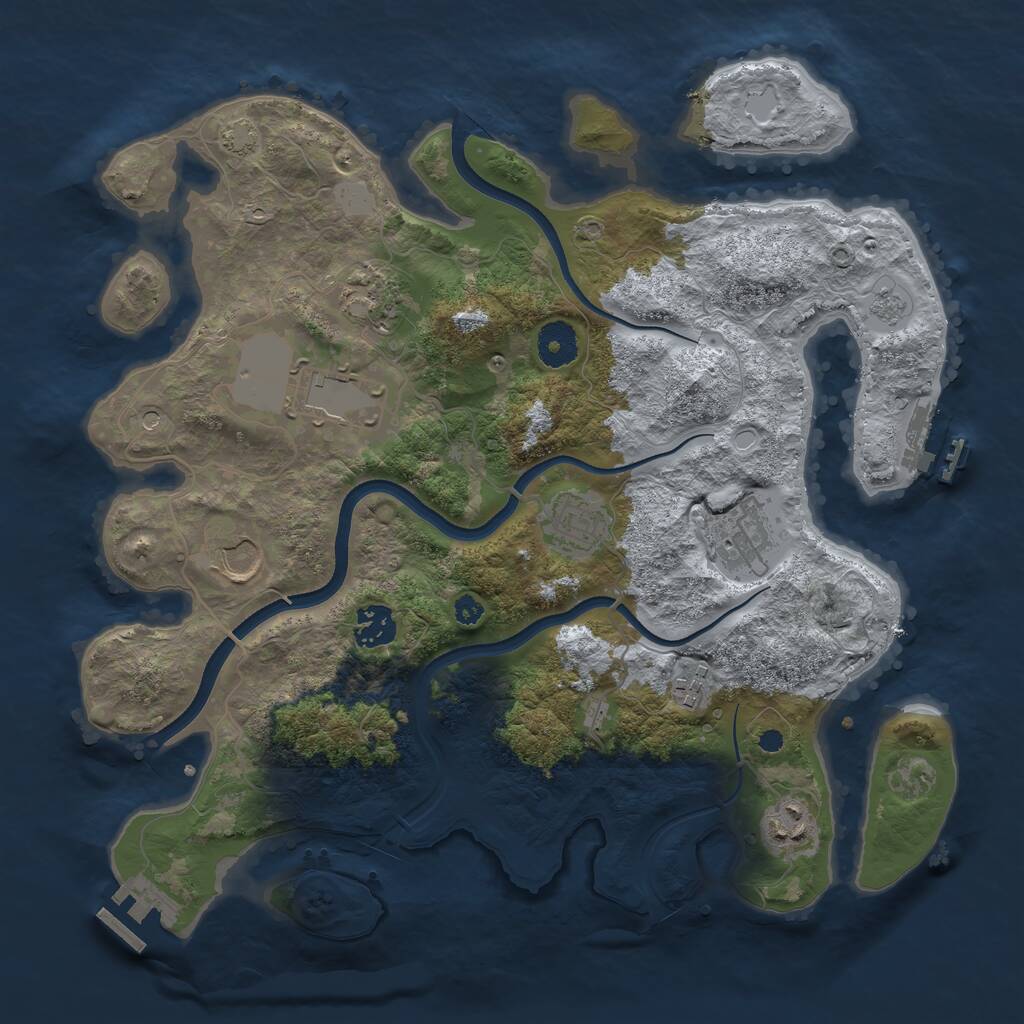 Rust Map: Procedural Map, Size: 3550, Seed: 267970, 14 Monuments