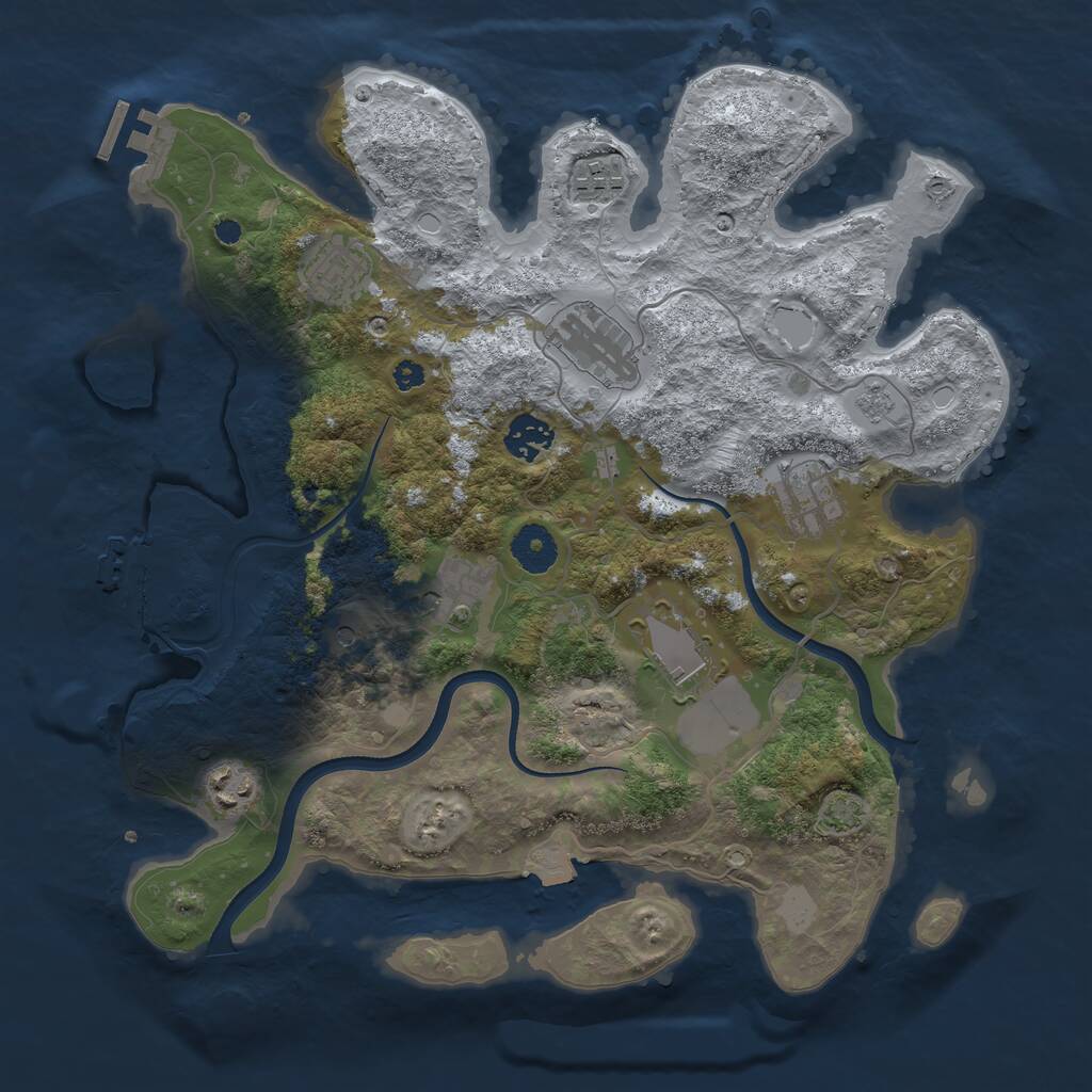 Rust Map: Procedural Map, Size: 3550, Seed: 10125, 14 Monuments