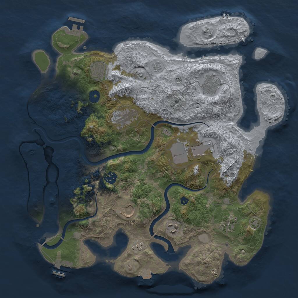 Rust Map: Procedural Map, Size: 3700, Seed: 3440353, 15 Monuments