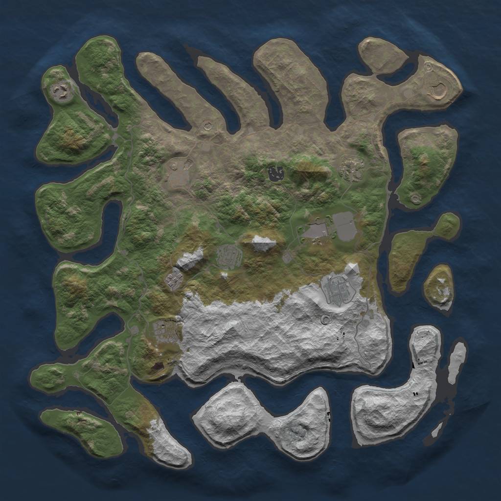 Rust Map: Barren, Size: 4500, Seed: 603002, 13 Monuments
