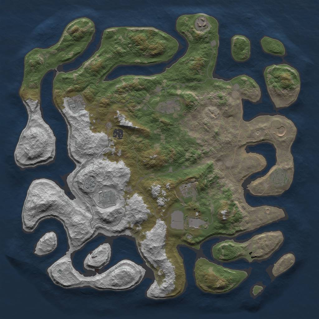 Rust Map: Barren, Size: 4500, Seed: 2071813, 13 Monuments