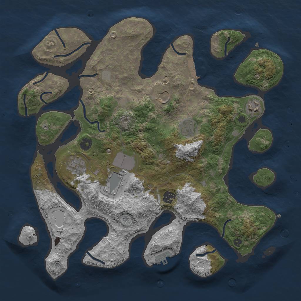 Rust Map: Procedural Map, Size: 3700, Seed: 3169554, 14 Monuments