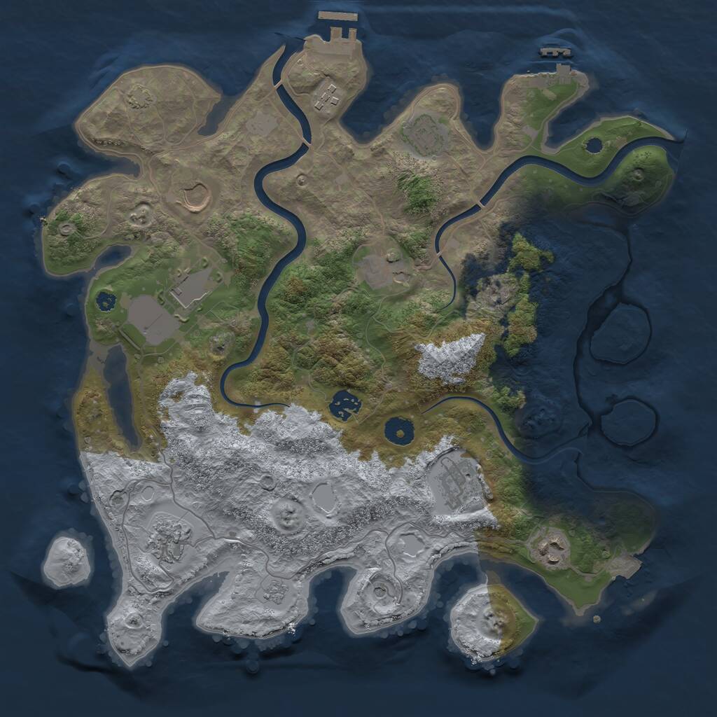 Rust Map: Procedural Map, Size: 3700, Seed: 3169554, 15 Monuments