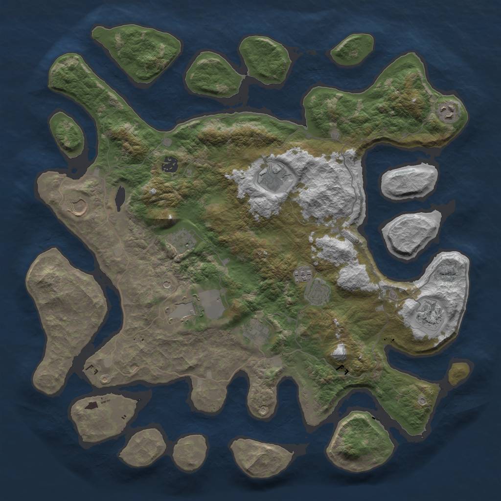 Rust Map: Barren, Size: 4500, Seed: 1401642, 13 Monuments