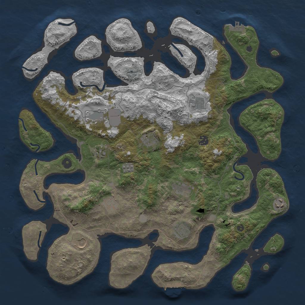 Rust Map: Procedural Map, Size: 4500, Seed: 1535462, 19 Monuments