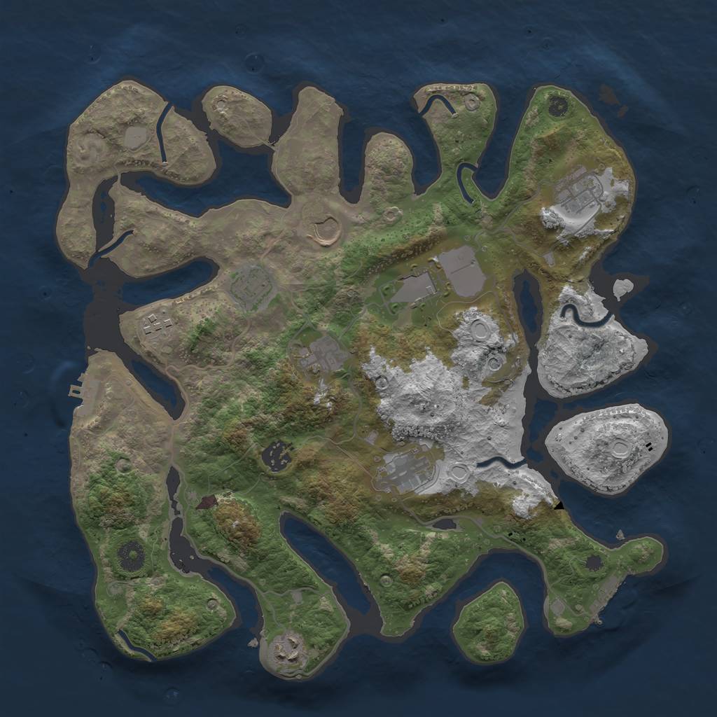 Rust Map: Procedural Map, Size: 3700, Seed: 372524, 17 Monuments