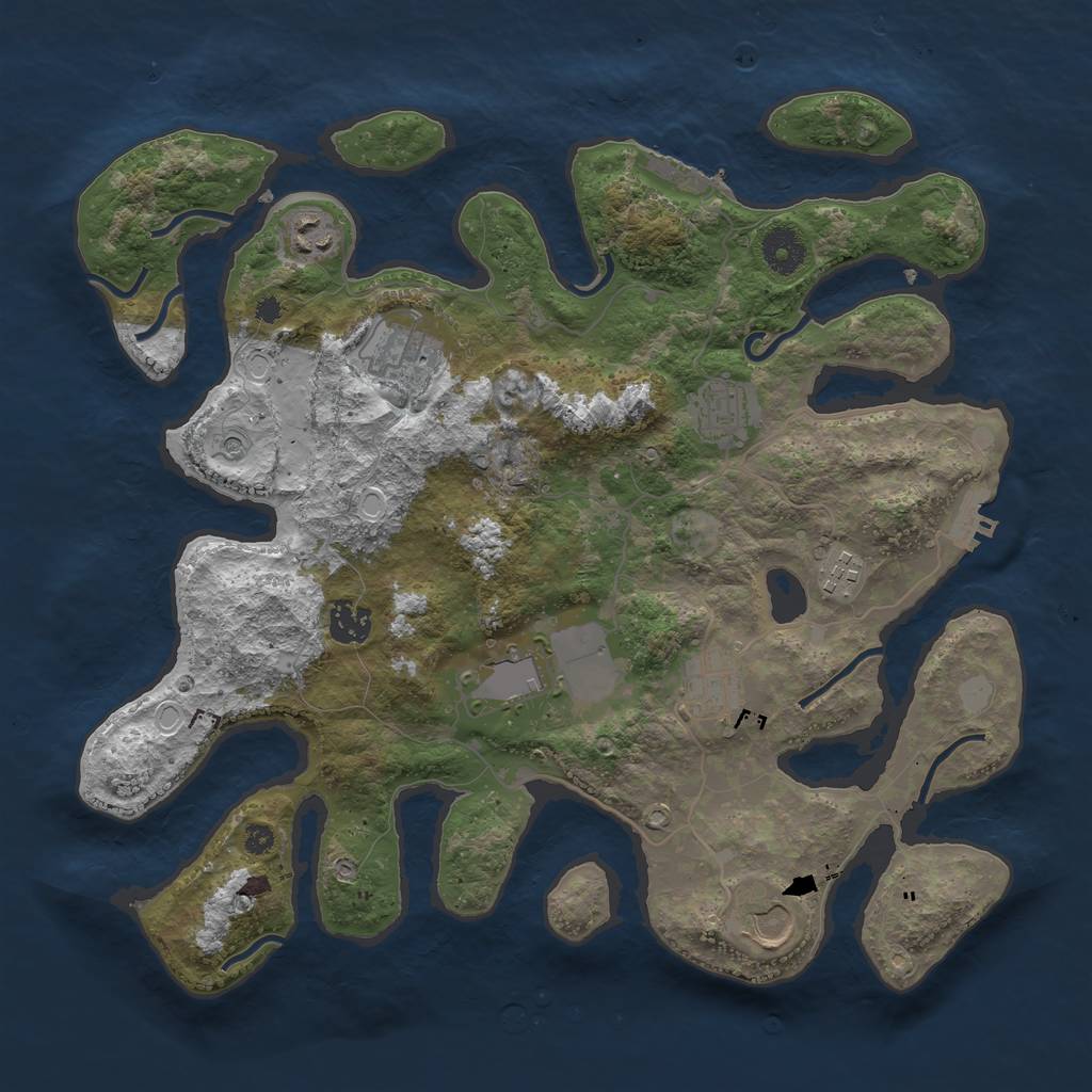 Rust Map: Procedural Map, Size: 3700, Seed: 2486967, 16 Monuments
