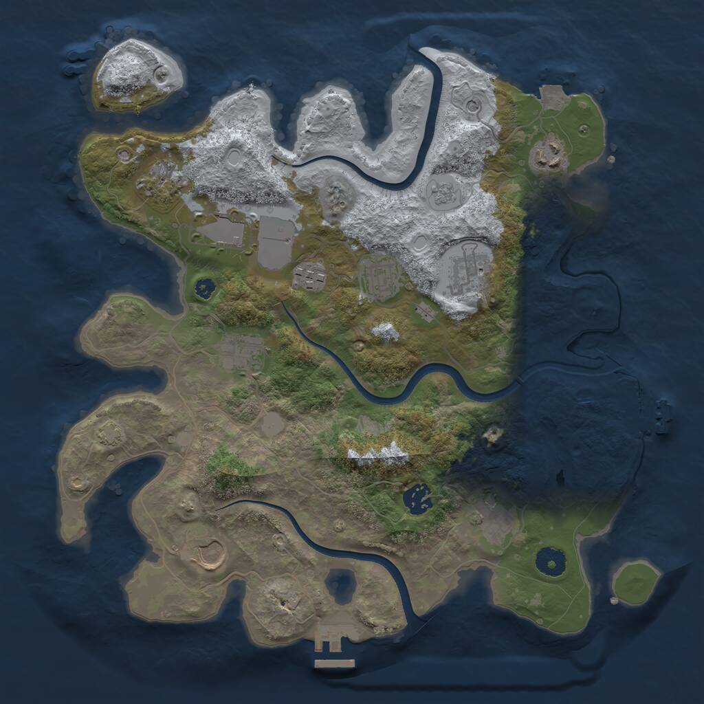 Rust Map: Procedural Map, Size: 3550, Seed: 709156, 16 Monuments