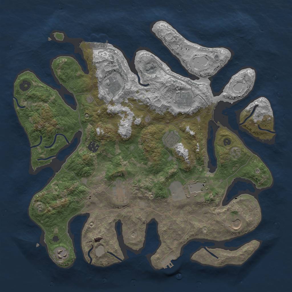 Rust Map: Procedural Map, Size: 4000, Seed: 1765673811, 16 Monuments