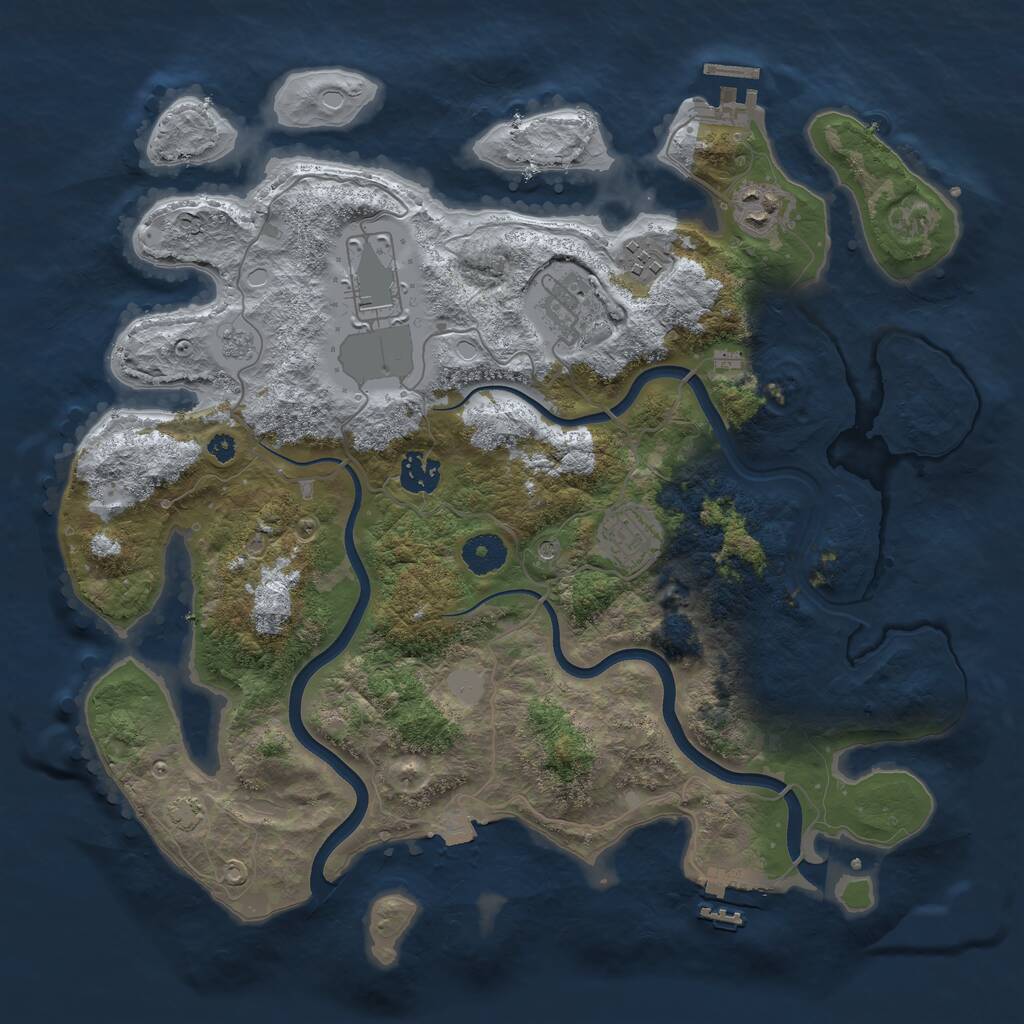 Rust Map: Procedural Map, Size: 3700, Seed: 6107164, 12 Monuments