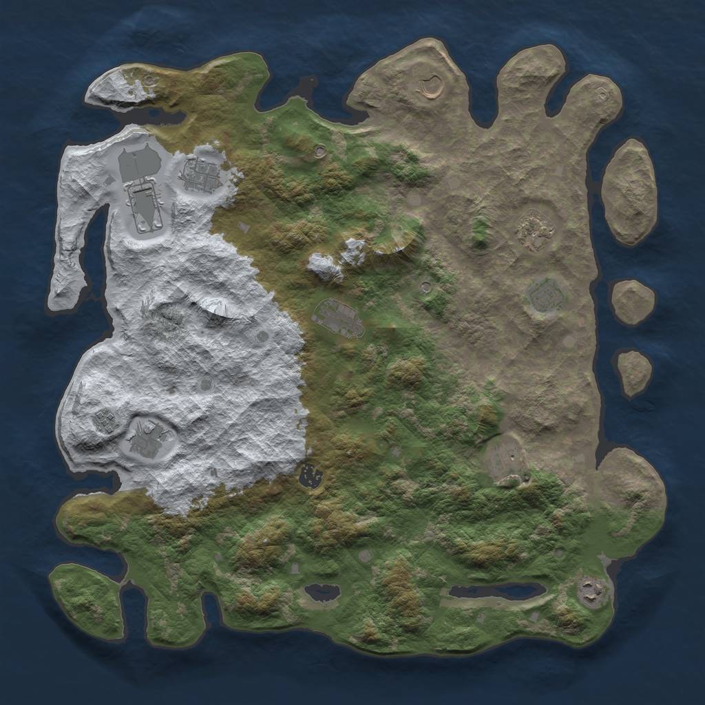 Rust Map: Barren, Size: 4500, Seed: 3490156, 14 Monuments