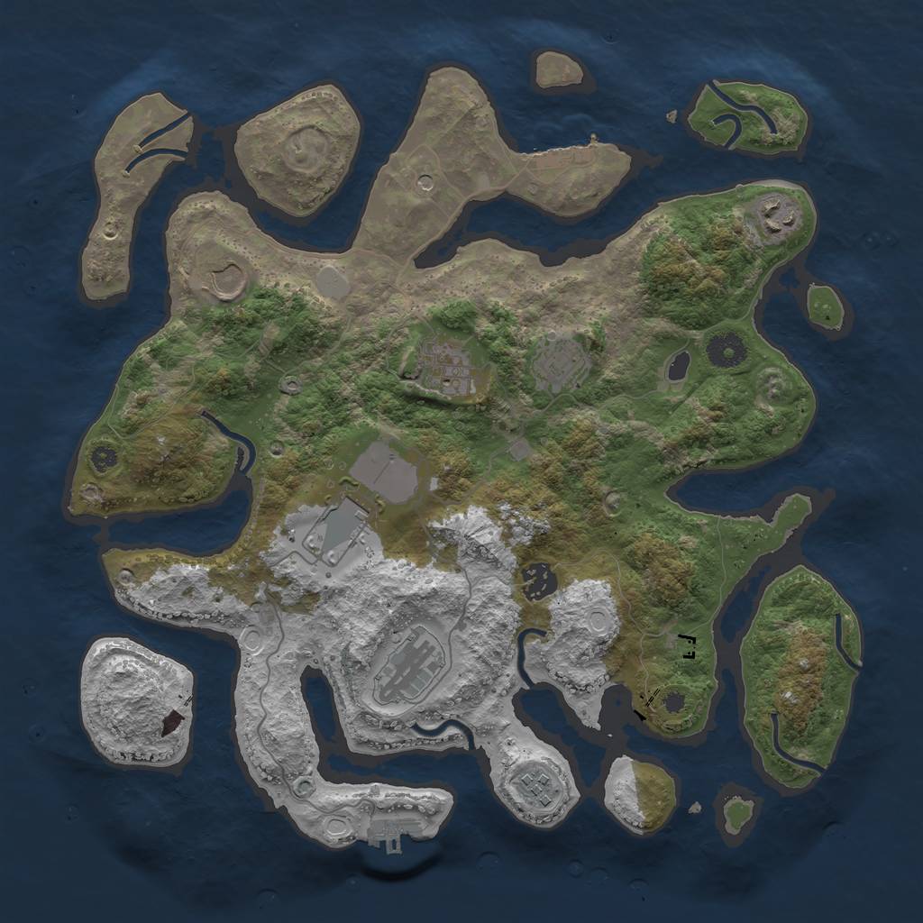 Rust Map: Procedural Map, Size: 3700, Seed: 5573317, 16 Monuments