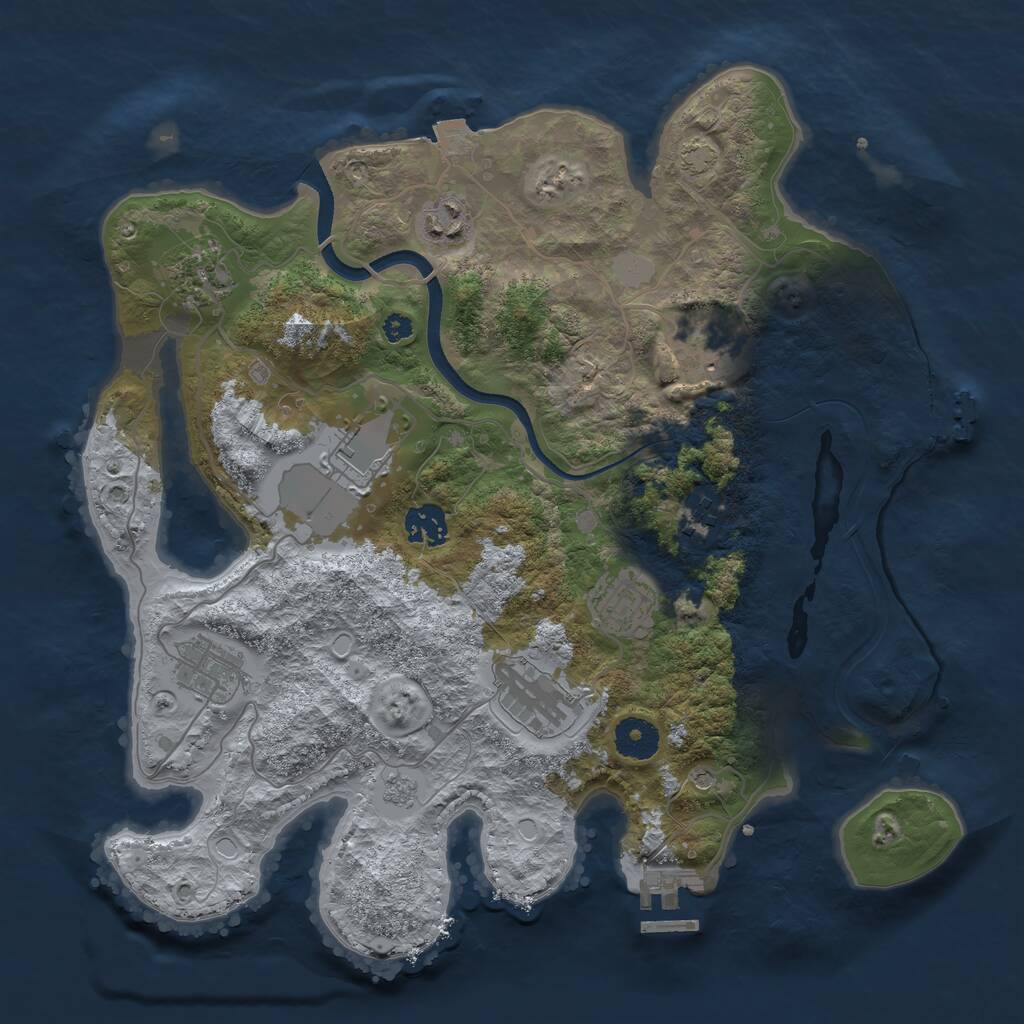 Rust Map: Procedural Map, Size: 3550, Seed: 23939, 15 Monuments