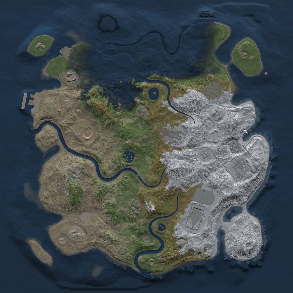 Rust Map: Procedural Map, Size: 3700, Seed: 3957952, 15 Monuments