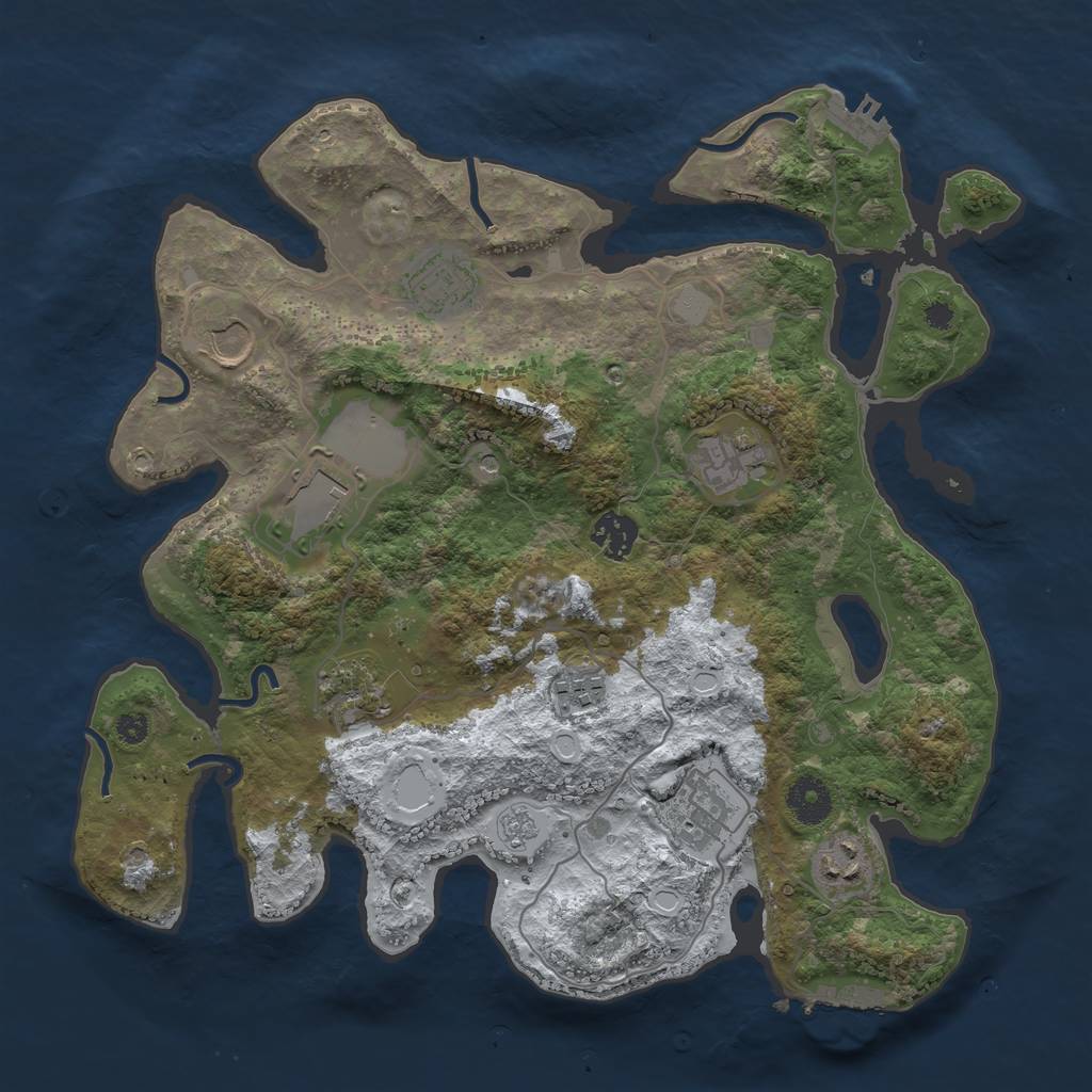 Rust Map: Procedural Map, Size: 3550, Seed: 130145, 18 Monuments