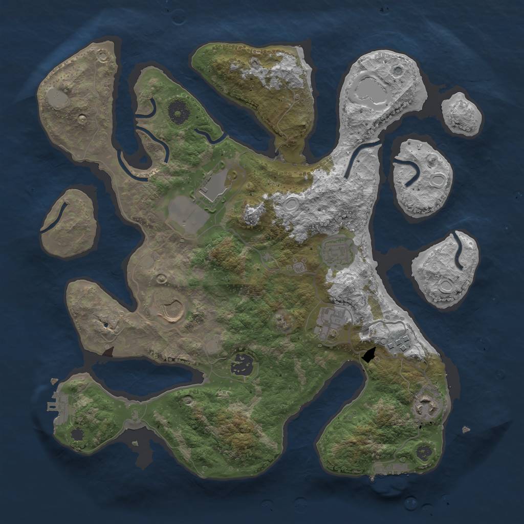 Rust Map: Procedural Map, Size: 3500, Seed: 501234713, 14 Monuments