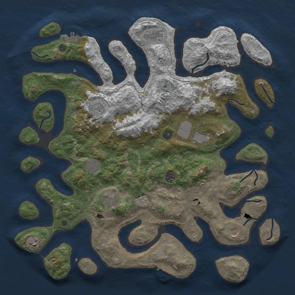 Rust Map: Procedural Map, Size: 4500, Seed: 20012022, 17 Monuments