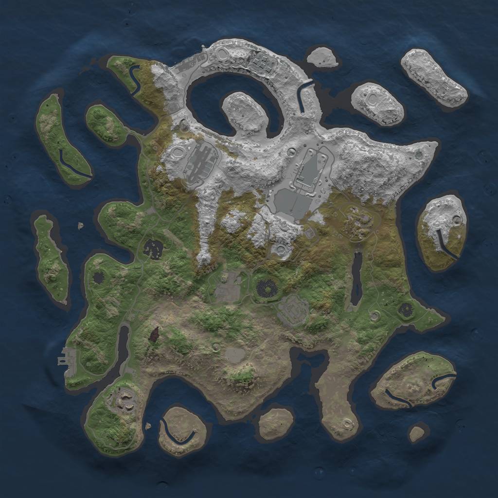 Rust Map: Procedural Map, Size: 3700, Seed: 1893989, 16 Monuments