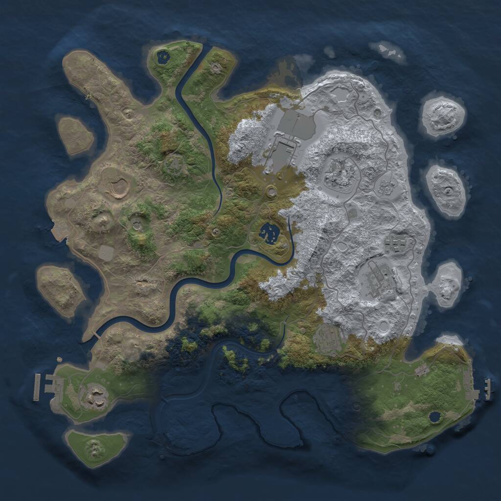 Rust Map: Procedural Map, Size: 3700, Seed: 92044, 14 Monuments