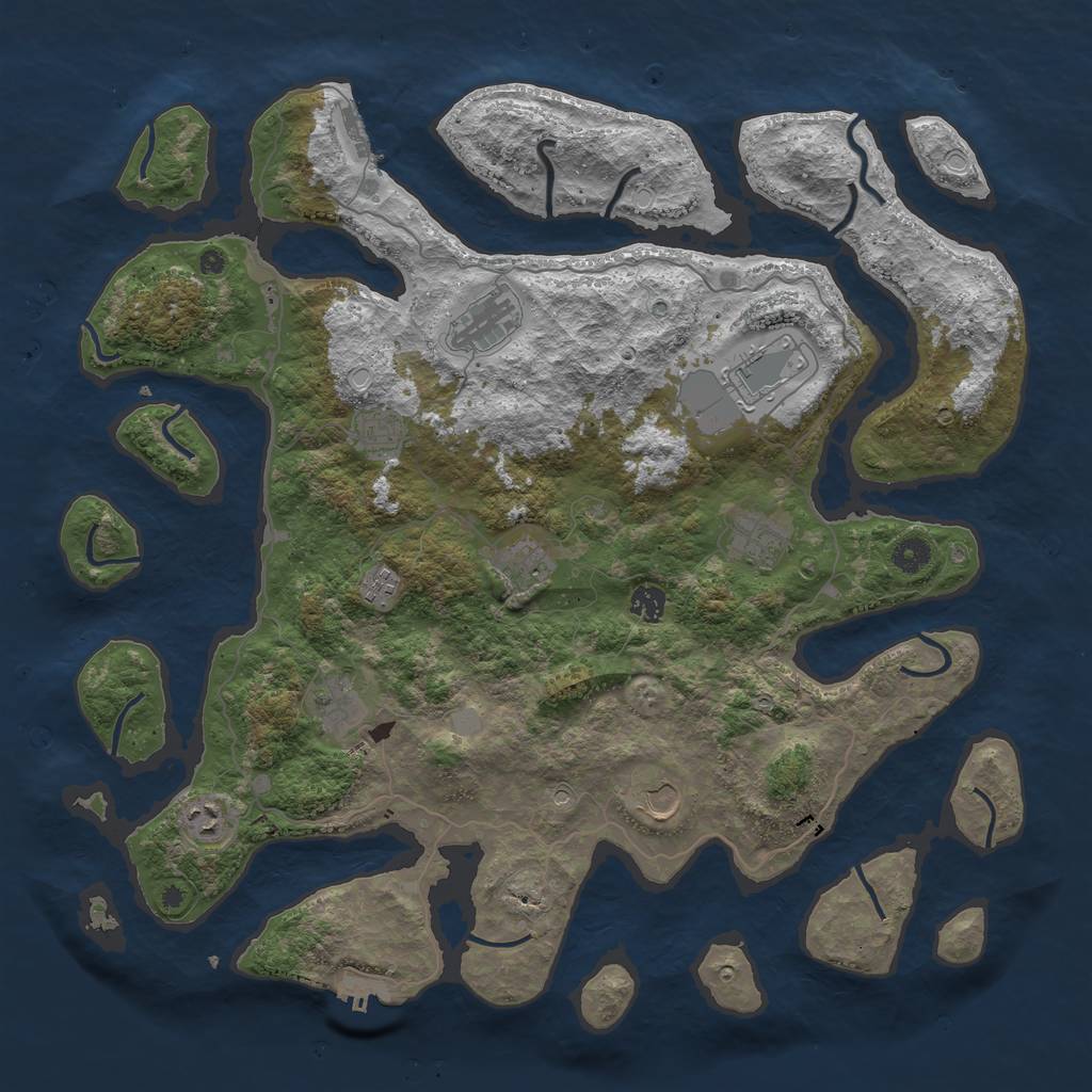Rust Map: Procedural Map, Size: 4500, Seed: 3284002, 18 Monuments