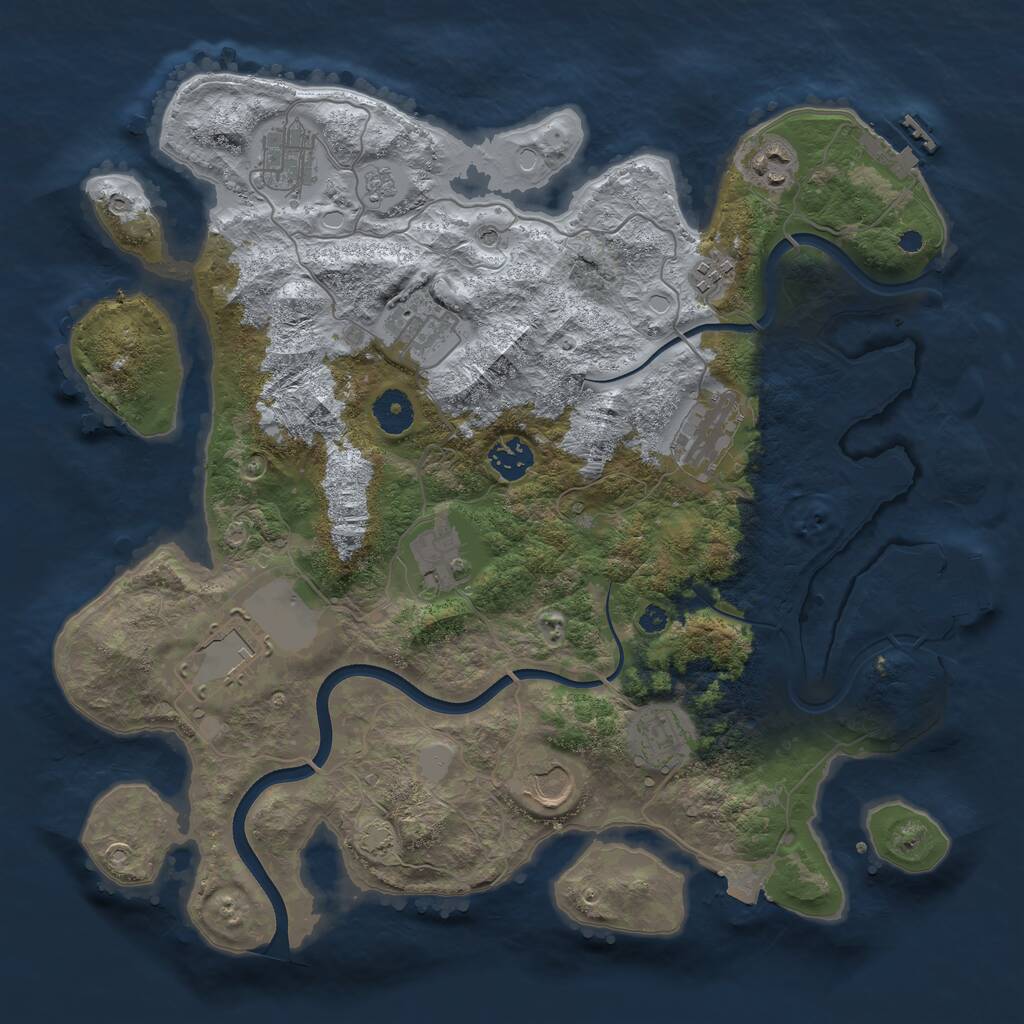 Rust Map: Procedural Map, Size: 3700, Seed: 5700736, 16 Monuments