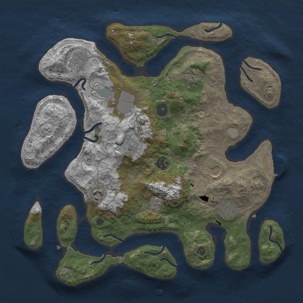 Rust Map: Procedural Map, Size: 3700, Seed: 4025585, 16 Monuments