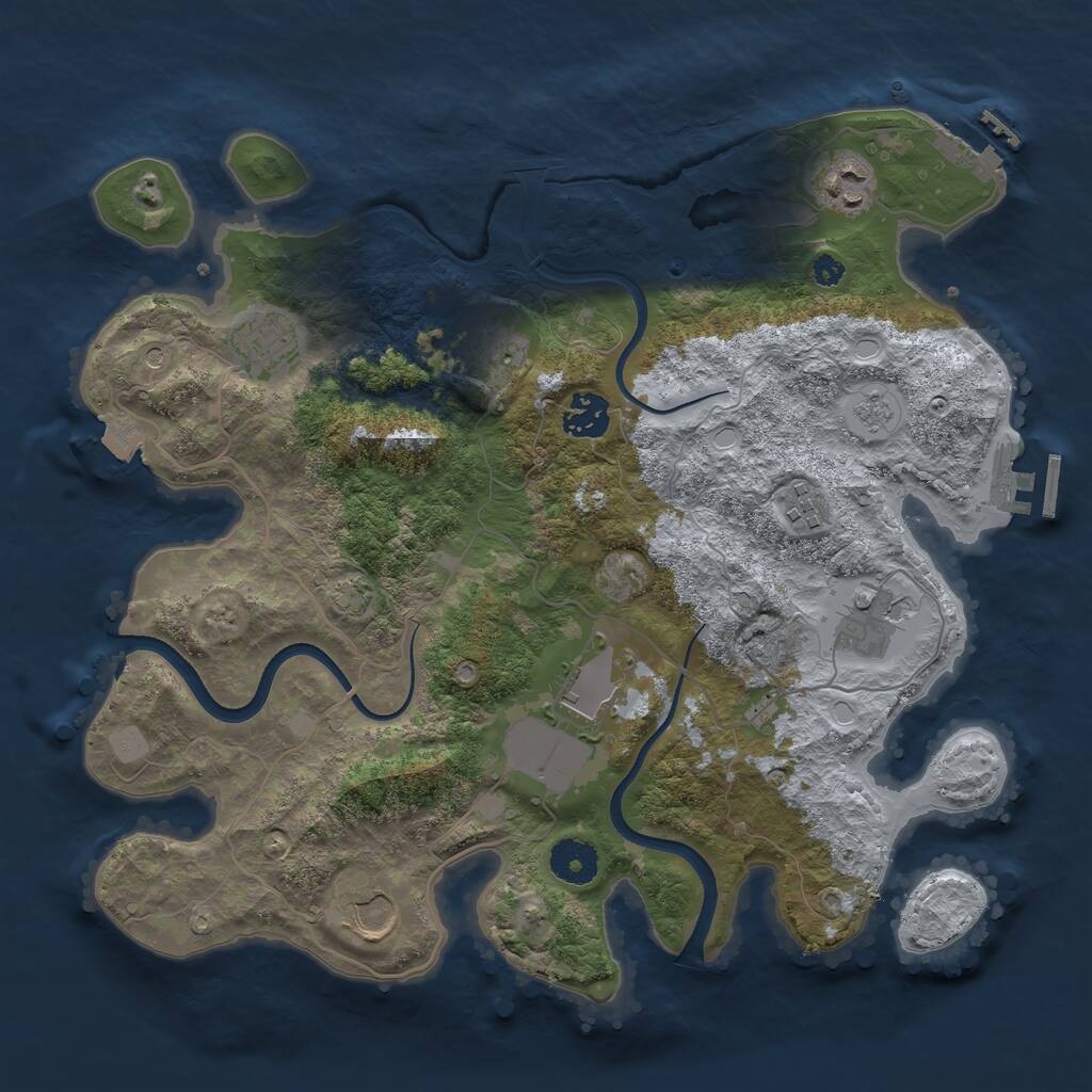 Rust Map: Procedural Map, Size: 3500, Seed: 953562768, 14 Monuments